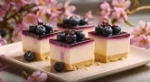 Recette pour Chavou'ot : Carrés de cheesecake fondant à la myrtille