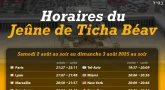 Horaires du Jeûne de Ticha Béav