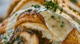 Recette : Suprêmes de poulet farcis aux champignons et sauce thym-moutarde