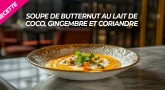 Soupe de butternut au lait de coco, gingembre et coriandre