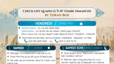 Check-List - Quand le 9 Av tombe Samedi soir & Dimanche