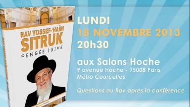 Conférence & Lancement du premier livre de Rav Sitruk