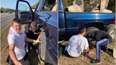Kiddouch Hachem : deux étudiants en Yéchiva aident une automobiliste qui avait crevé un pneu aux Etats-Unis