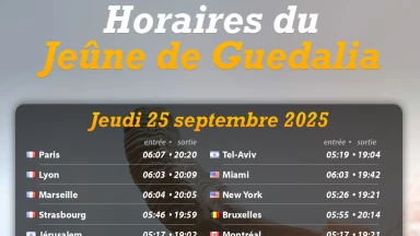 Horaires du Jeûne de Guédalia