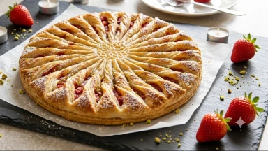 Recette : Tarte soleil fraise & pistache