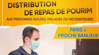 Distribution de repas de Pourim aux personnes isolées, malades ou nécessiteuses à Paris et proche banlieue