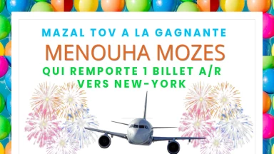Concours : Menou'ha Mozes remporte le billet d'avion pour New-York !