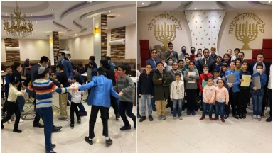 Des enfants iraniens célèbrent la fin de l’étude de la Michna Soucca