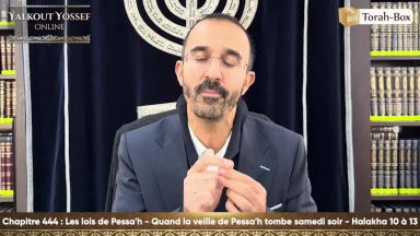 Les lois de Pessa'h - Quand la veille de Pessa'h tombe samedi soir (Halakha 10 à 13)