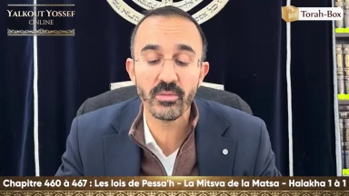 Les lois de Pessa'h - La Mitsva de la Matsa (Halakha 1 à 1)