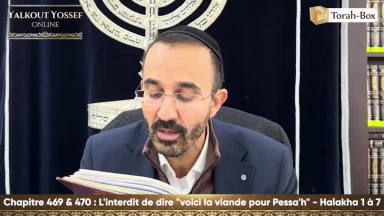 L'interdit de dire "voici la viande pour Pessa'h" (Halakha 1 à 7)