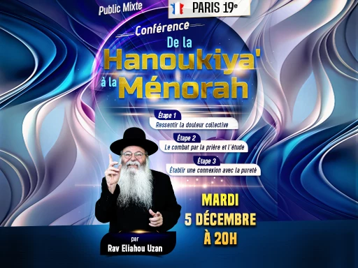 Conférence du Rav Uzan : de la 'Hanoukiya à la Ménorah