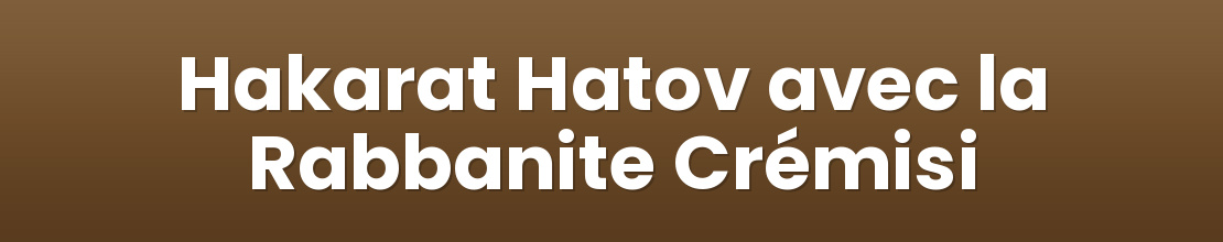 Hakarat Hatov avec la Rabbanite Crémisi