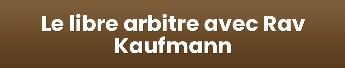 Le libre arbitre avec Rav Kaufmann