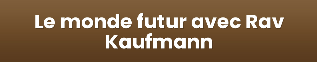 Le monde futur avec Rav Kaufmann