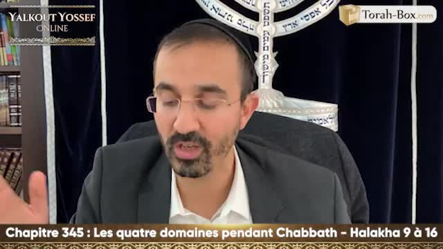 Les quatre domaines pendant Chabbath (Halakha 9 à 16)