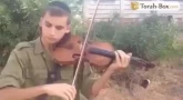 Ce soldat vous souhaite "Chabbath Chalom"... au violon !